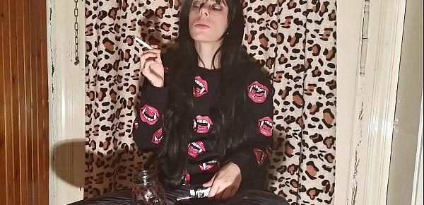  Smoking goth girl after a long day behind the scene pt2 HD